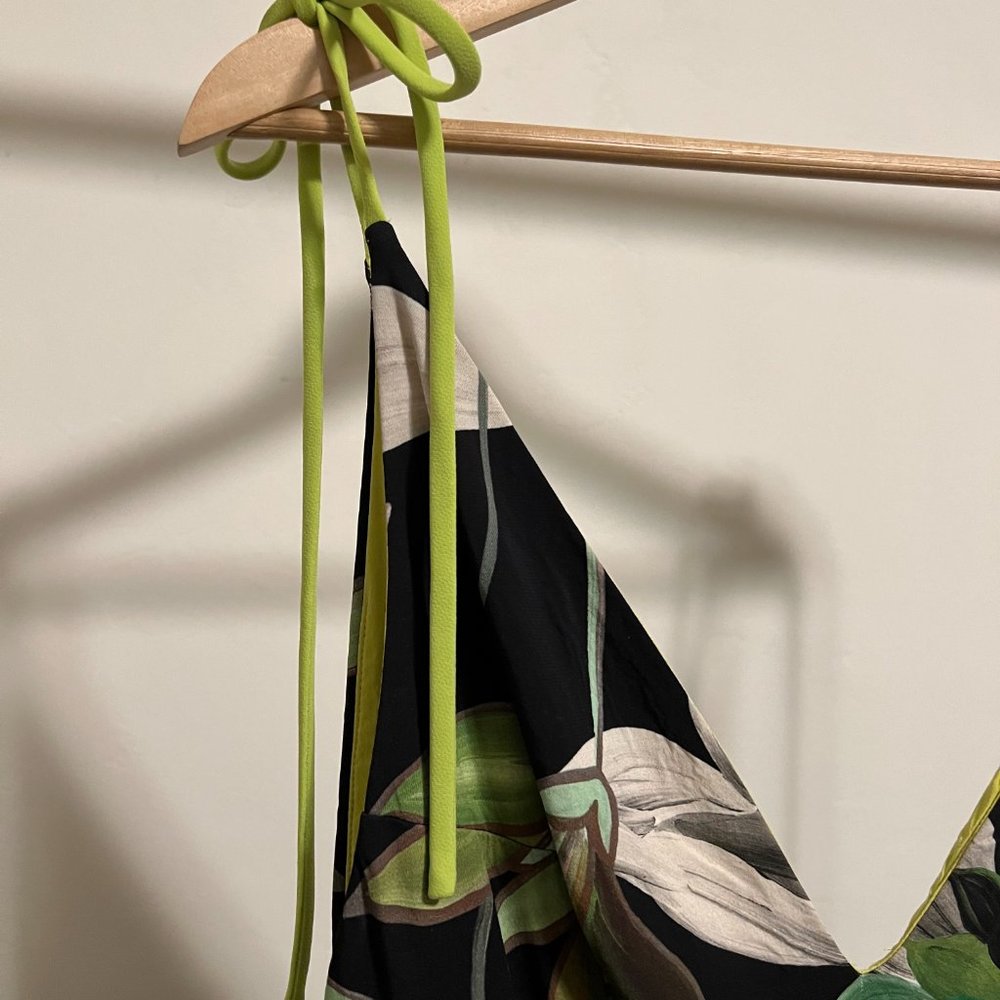 Christian Siriano Hawaiian Print Tie Strap Maxi Dress 6 - Picture 5 of 13